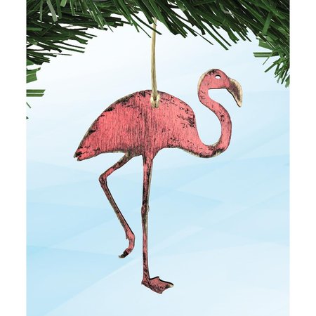 DESIGNOCRACY Flamingo Wooden Ornament 99544O